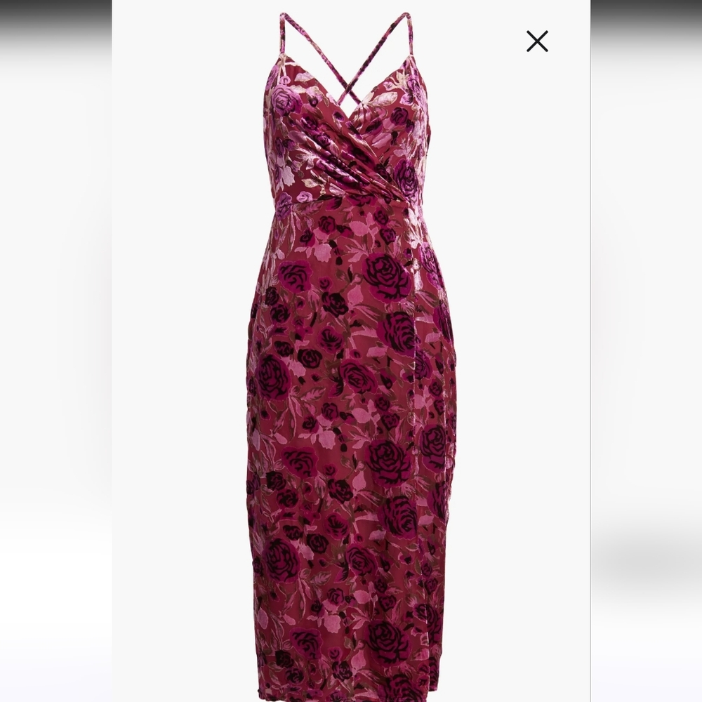 Adelyn Rae Burgundy Pink Burnout Slip Floral Midi Dress
